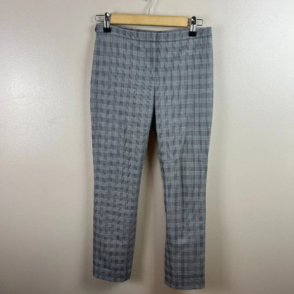 Theory Classic Skinny Plaid Pants Size 2 Gray Work Office Career Professional - Picture 1 of 10